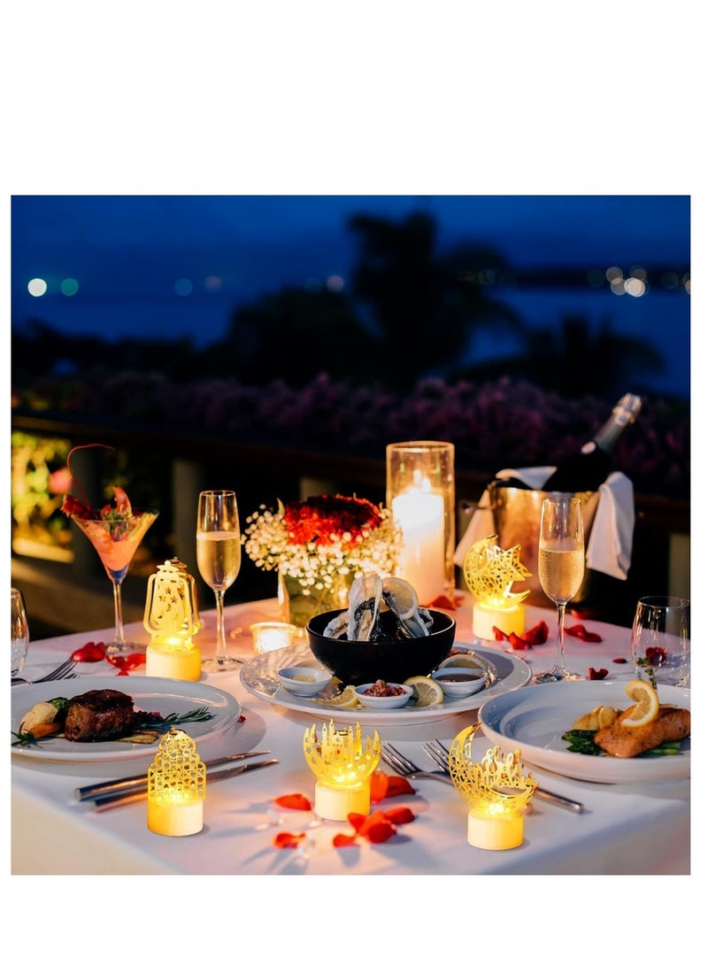 دايلي شيك 6 قطع من مصابيح الفوانيس الصغيرة، ديكور رمضان للمنزل، منارة قلعة القمر، مصباح عيد مبارك، إضاءة ليلية للحفلات والمنزل في الأماكن المغلقة والمفتوحة وديكور سطح الطاولة لغرفة النوم - Image 4